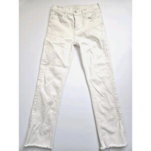 MOTHER THE MID RISE DAZZLER CROP FRAY JEANS CREAM PUFFS WOMEN'S SIZE 26 EUC
